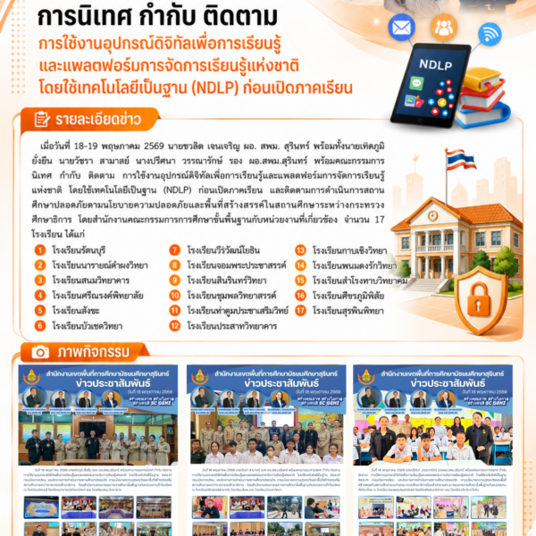 การนิเทศ กำกับ ติดตาม การใช้งานอุปกรณ์ดิจิทัลเพื่อการเรียนรู้และแพลตฟอร์มการจัดการเรียนรู้แห่งชาติ โ&hellip;